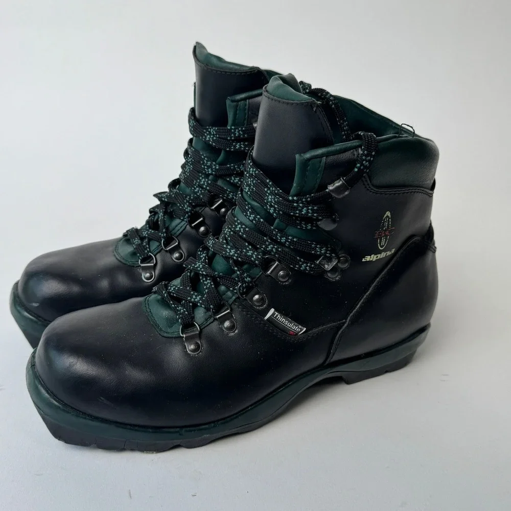 Alpina BC 5019 Backcountry Ski Boots Mens Size 9 Black‎ Green Thinsulate